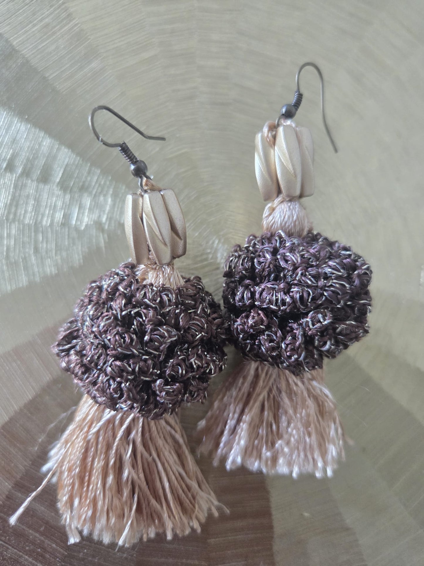 Tassel champagne color earrings