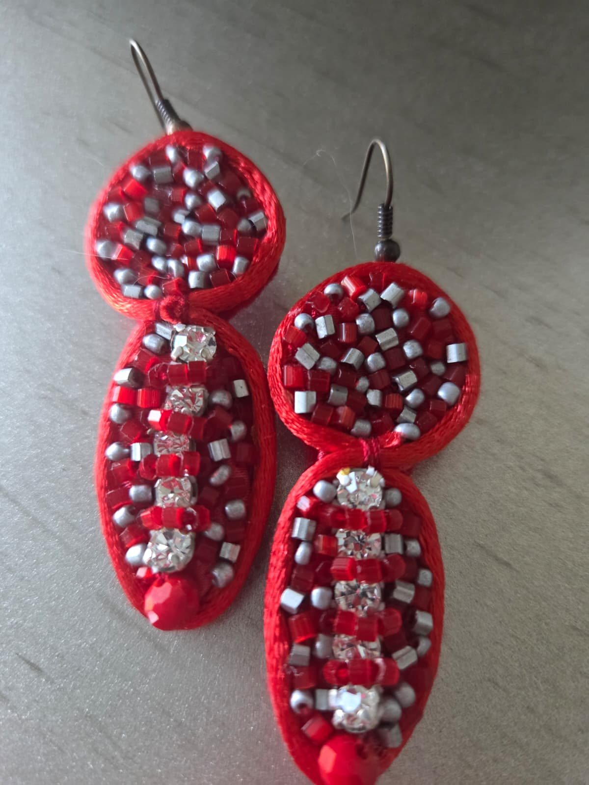Red and silver earrings