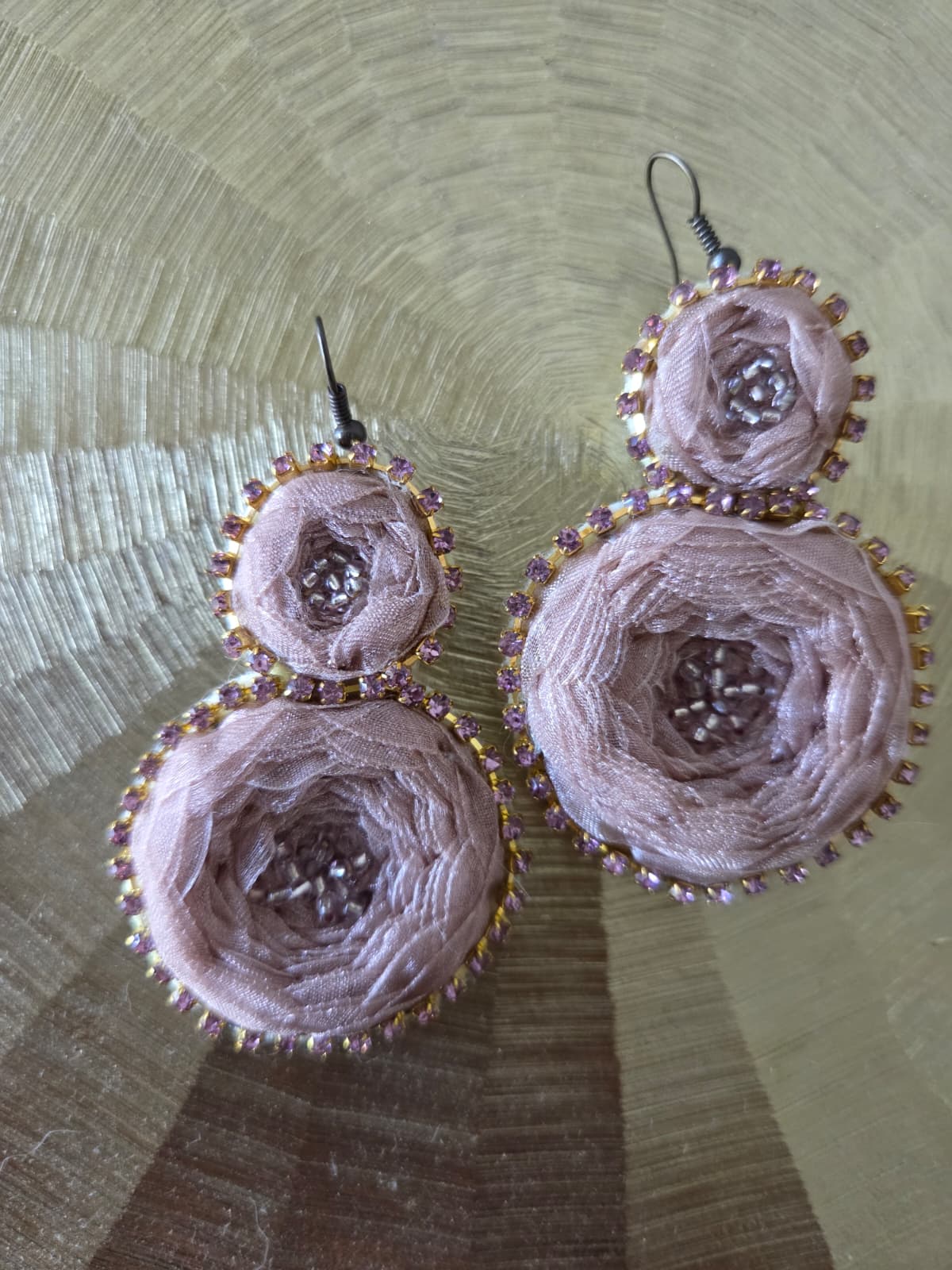Blush Rose Ribbon Earrings
