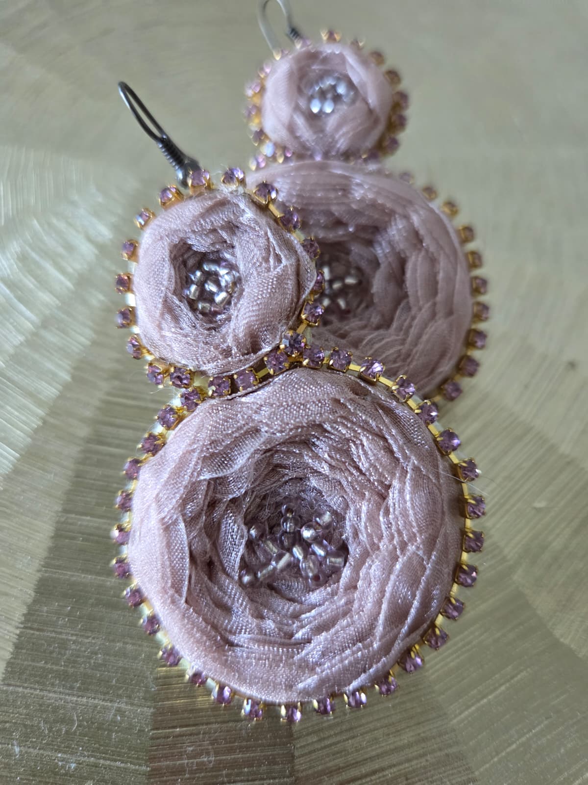 Blush Rose Ribbon Earrings