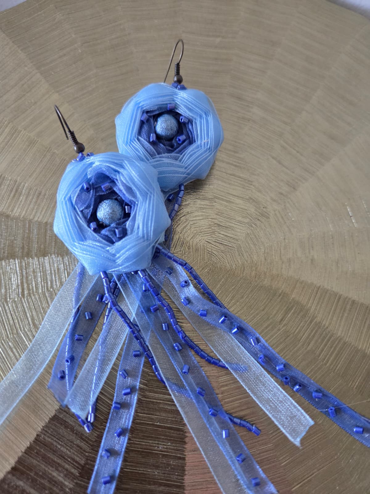 Blue sky Ribbon craft Earrings