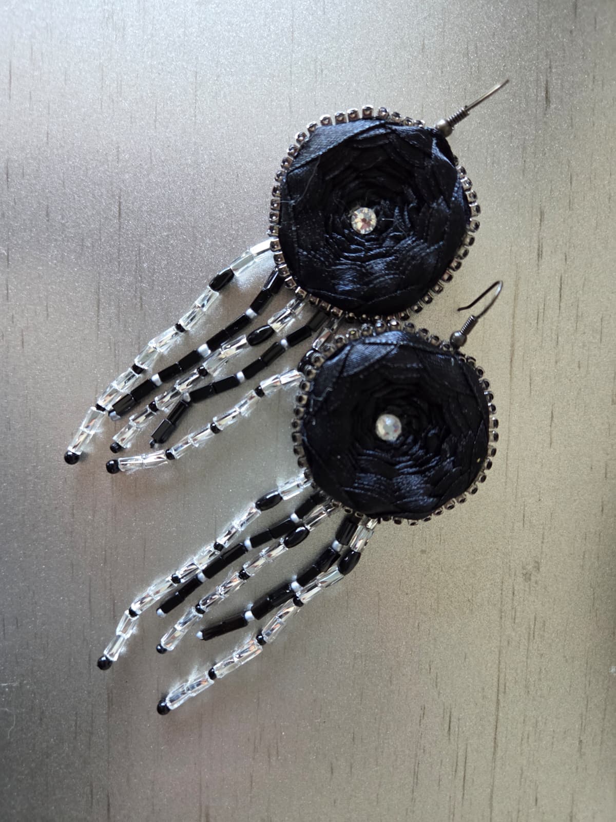 Black Satin Ribbon craft Earrings