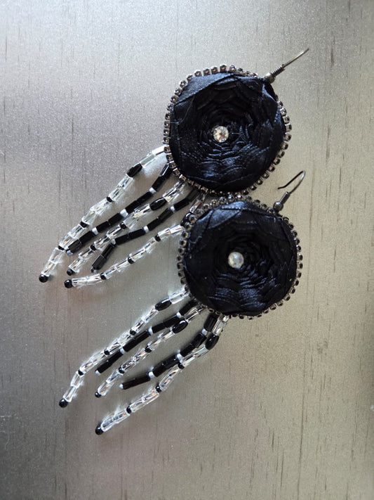 Black Satin Ribbon craft Earrings
