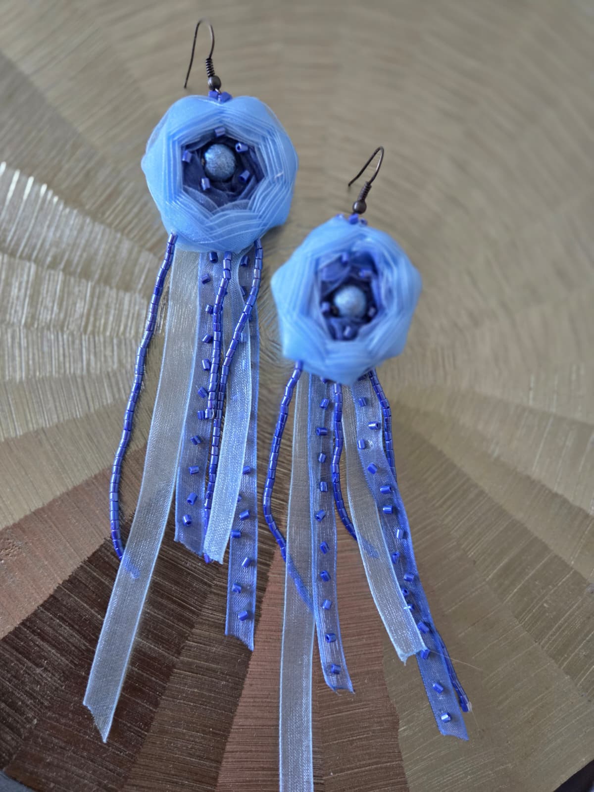 Blue sky Ribbon craft Earrings