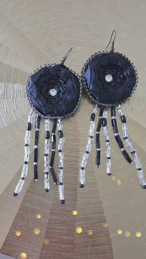 Black Satin Ribbon craft Earrings