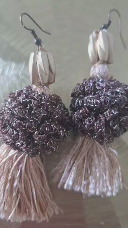 Tassel champagne color earrings