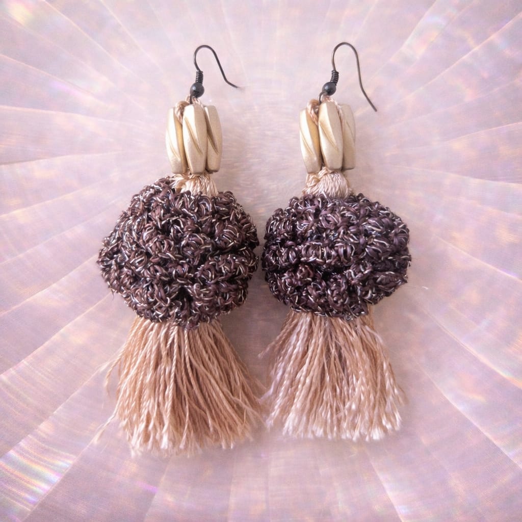 Tassel champagne color earrings